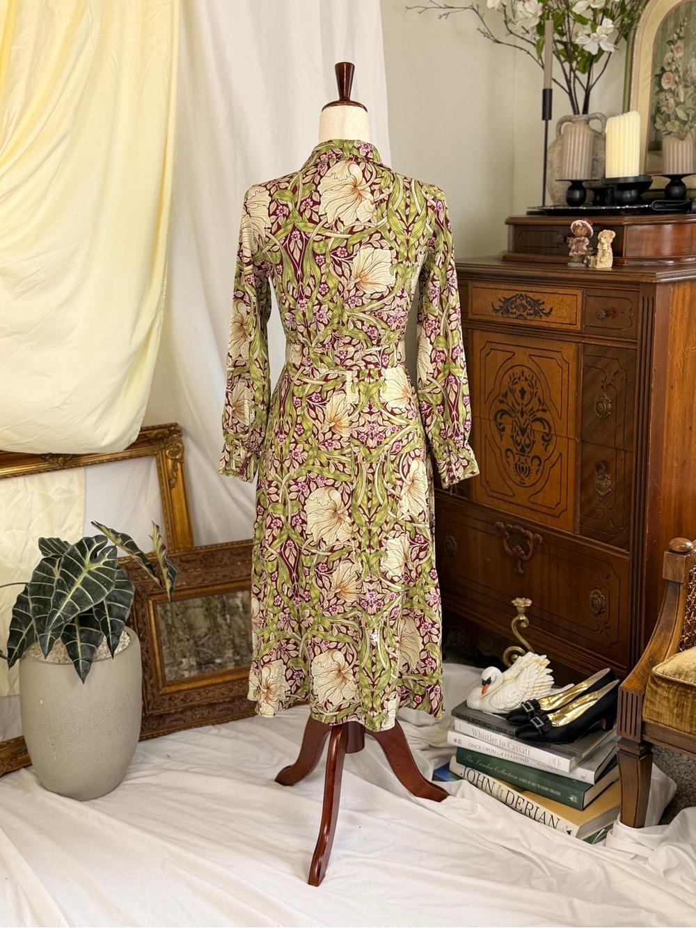 H&M William Morris collab floral cottagecore Fairy midi maxi dress long sleeves - Picture 5 of 8